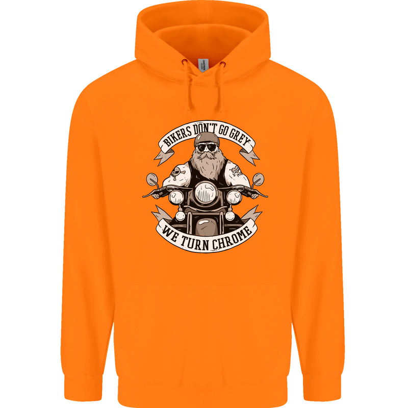 Bikers Don't Go Grey Motorbike Motorcycle Mens 80% Cotton Hoodie Orange