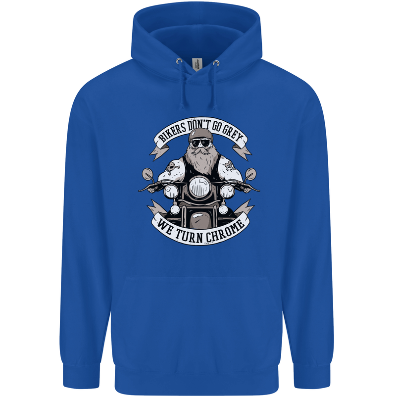 Bikers Don't Go Grey Motorbike Motorcycle Mens 80% Cotton Hoodie Royal Blue