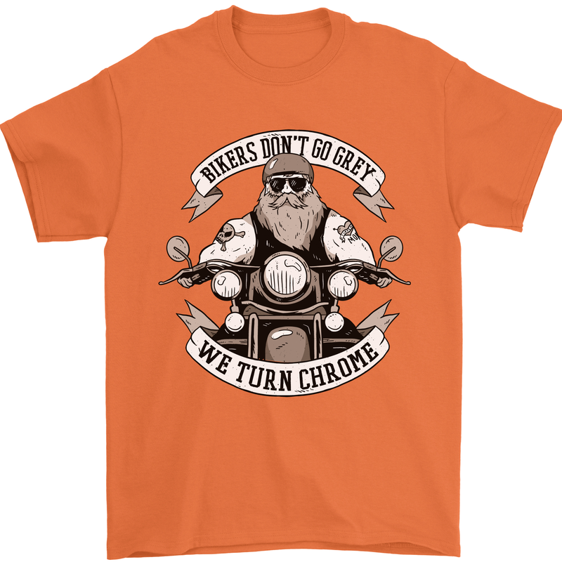 Bikers Don't Go Grey Motorbike Motorcycle Mens T-Shirt Cotton Gildan Orange