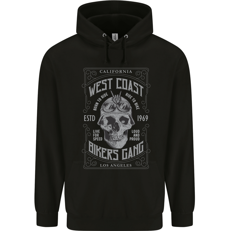 Bikers Gang Motorcycle Motorbike Skull Rock Childrens Kids Hoodie Black