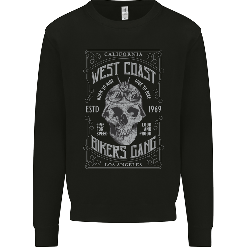 Bikers Gang Motorcycle Motorbike Skull Rock Kids Sweatshirt Jumper Black