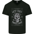 Bikers Gang Motorcycle Motorbike Skull Rock Mens V-Neck Cotton T-Shirt Black