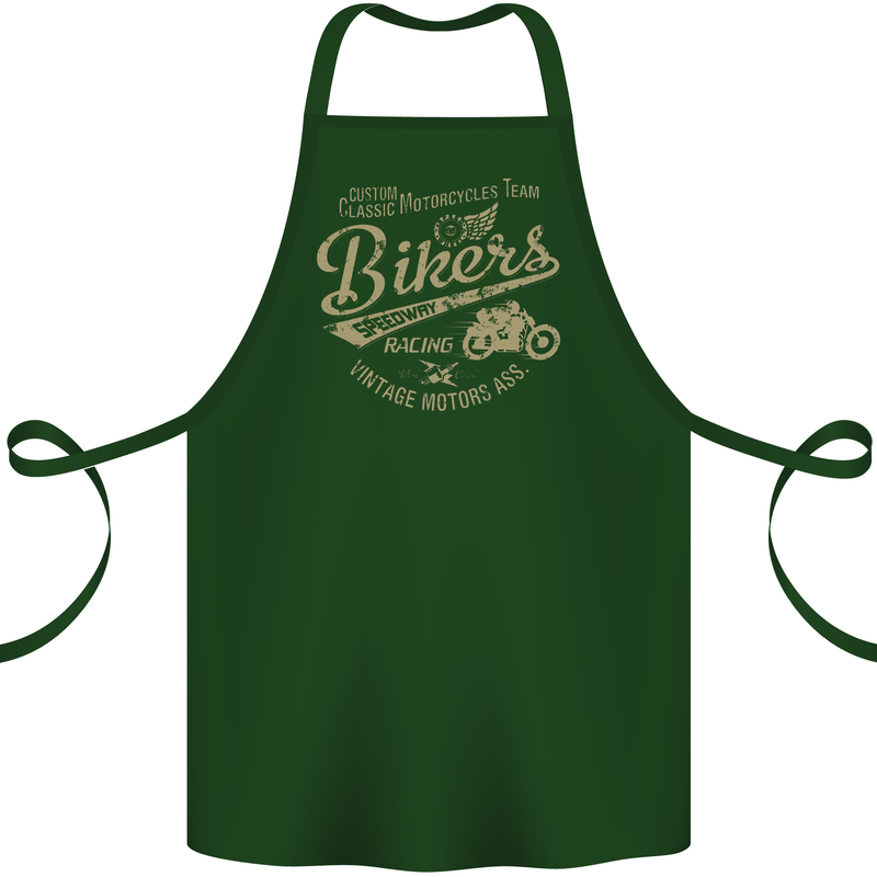 Bikers Speedway Racing Cotton Apron 100% Organic Forest Green