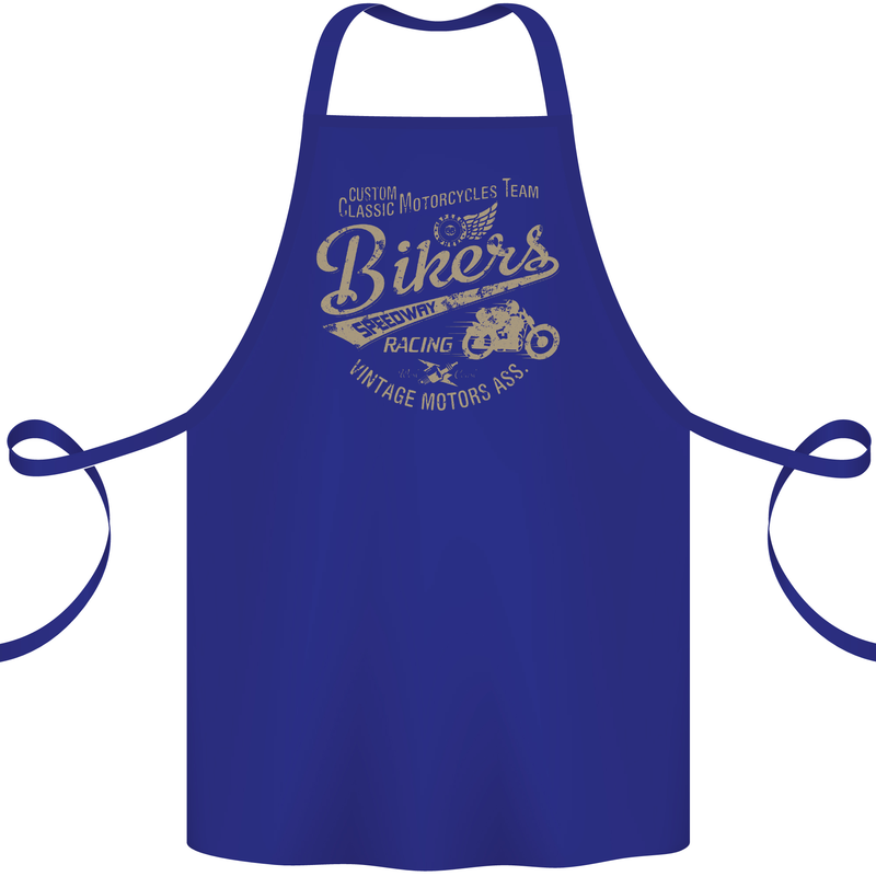 Bikers Speedway Racing Cotton Apron 100% Organic Royal Blue