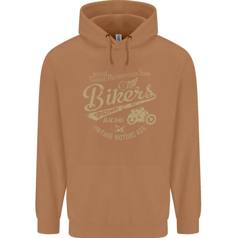 Bikers Speedway Racing Mens 80% Cotton Hoodie Caramel Latte