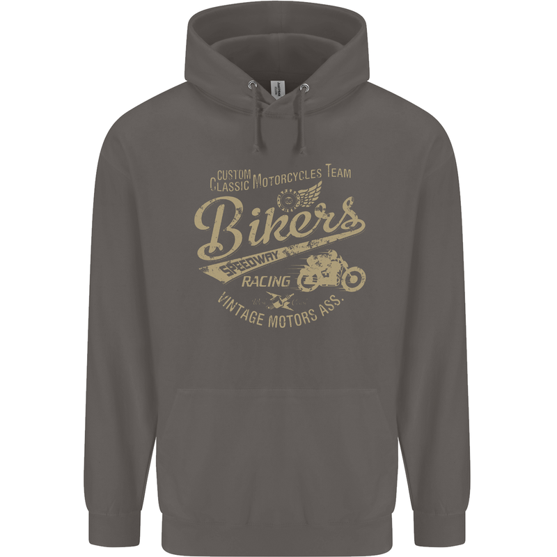 Bikers Speedway Racing Mens 80% Cotton Hoodie Charcoal