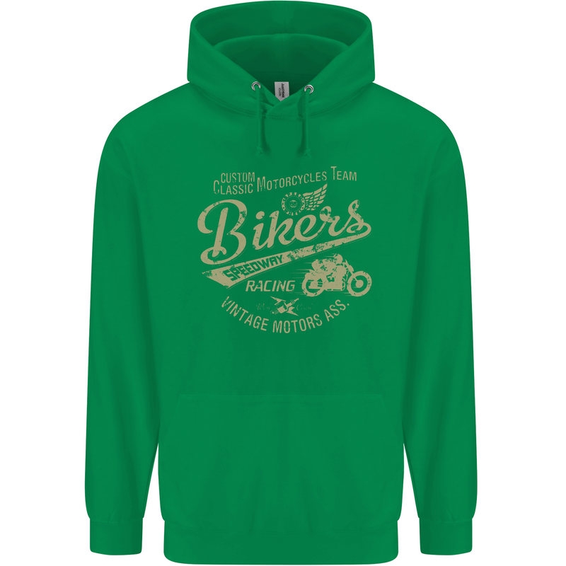 Bikers Speedway Racing Mens 80% Cotton Hoodie Irish Green
