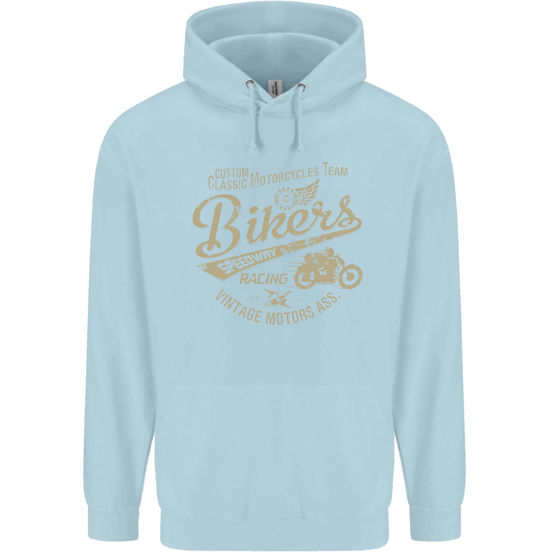 Bikers Speedway Racing Mens 80% Cotton Hoodie Light Blue