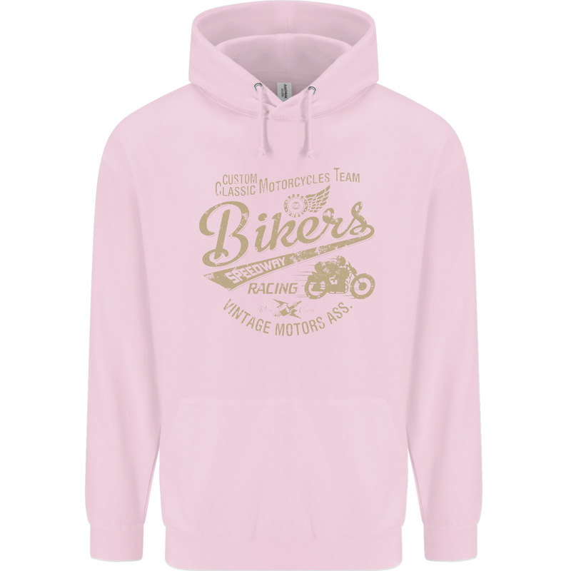 Bikers Speedway Racing Mens 80% Cotton Hoodie Light Pink