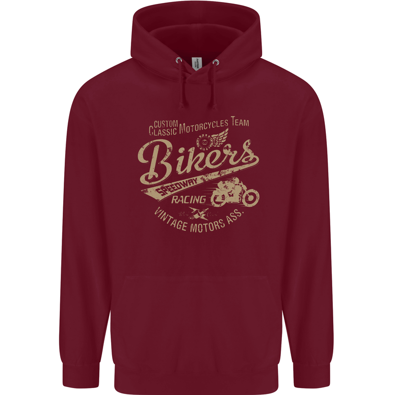 Bikers Speedway Racing Mens 80% Cotton Hoodie Maroon