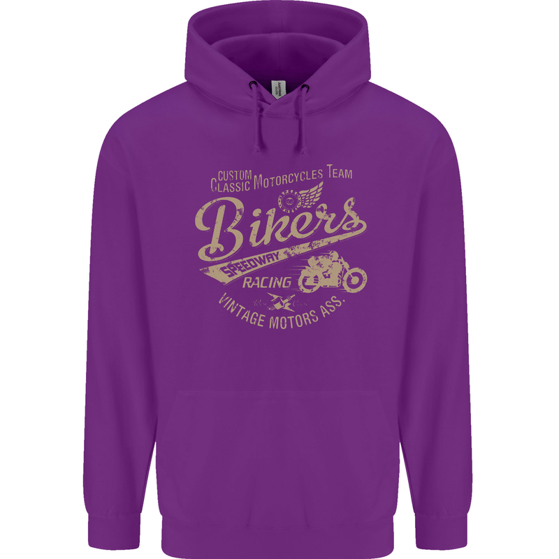 Bikers Speedway Racing Mens 80% Cotton Hoodie Purple