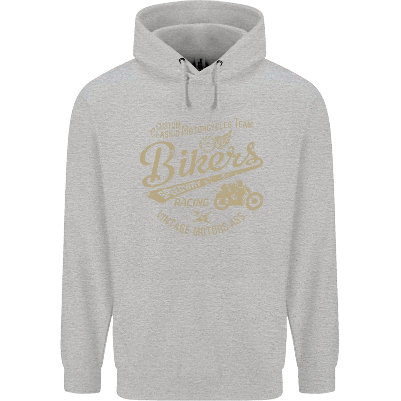 Bikers Speedway Racing Mens 80% Cotton Hoodie Sports Grey