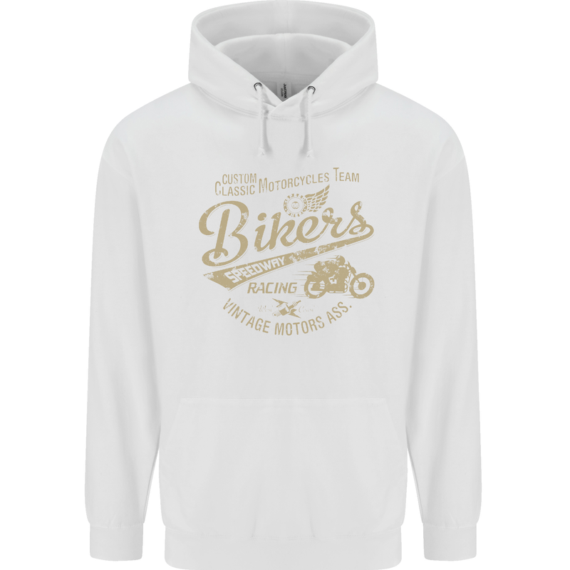 Bikers Speedway Racing Mens 80% Cotton Hoodie White