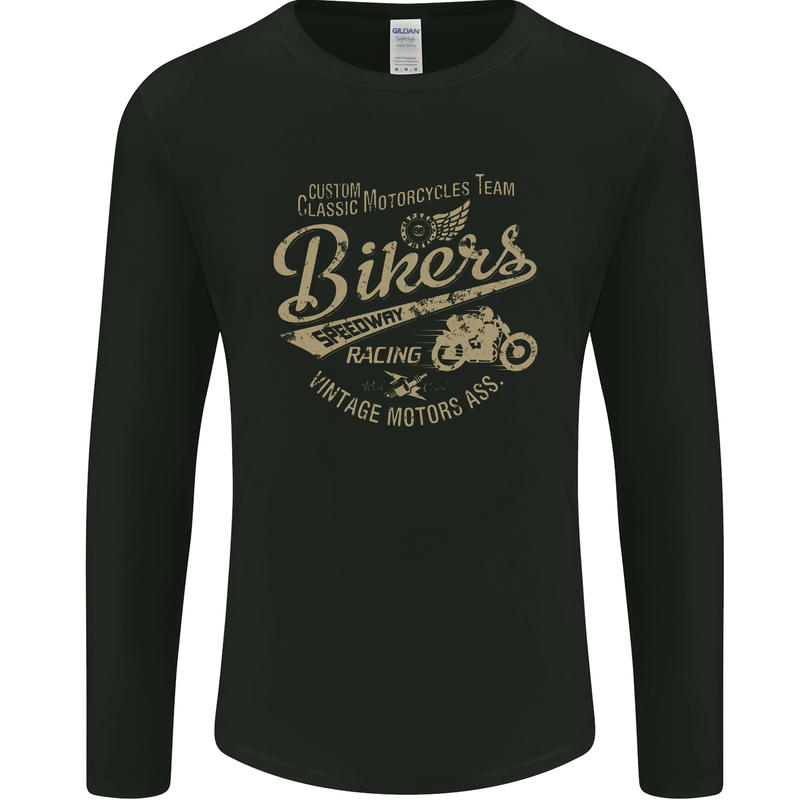Bikers Speedway Racing Mens Long Sleeve T-Shirt Black