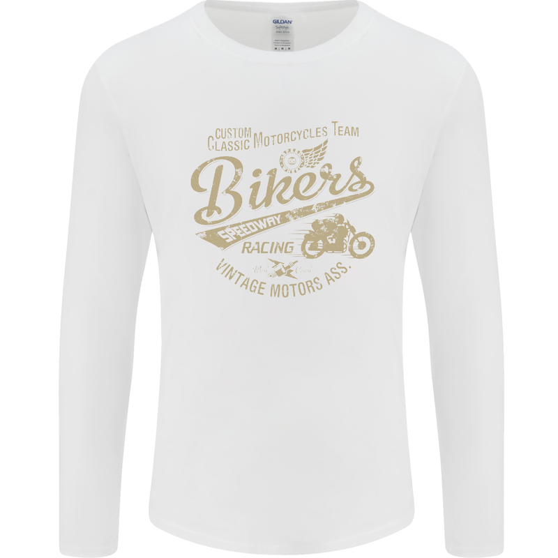 Bikers Speedway Racing Mens Long Sleeve T-Shirt White