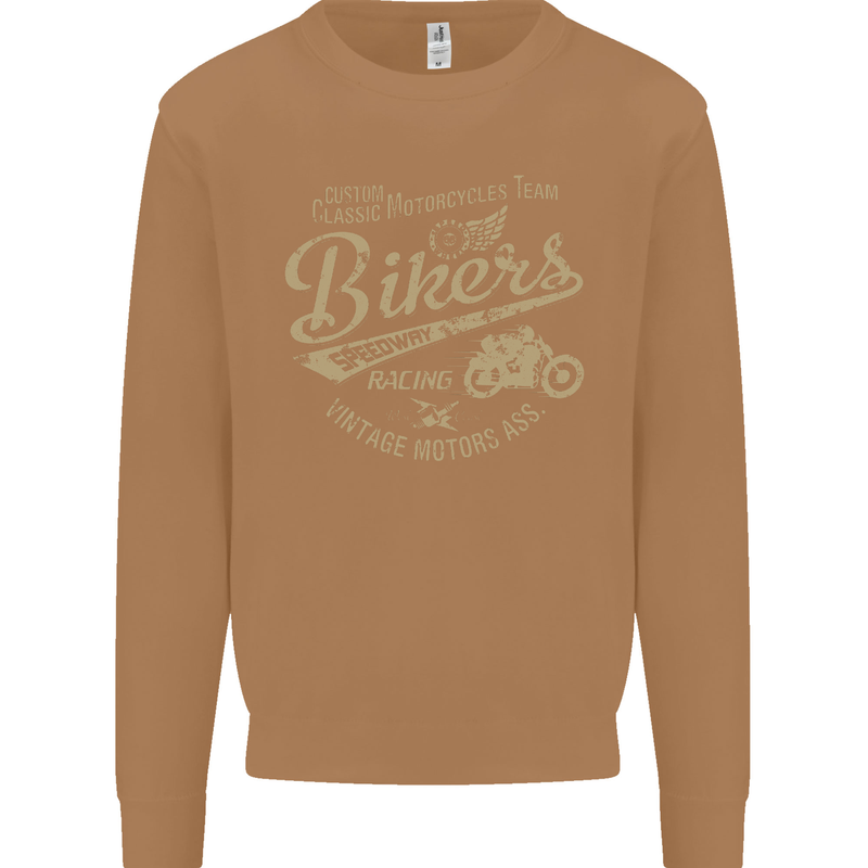 Bikers Speedway Racing Mens Sweatshirt Jumper Caramel Latte