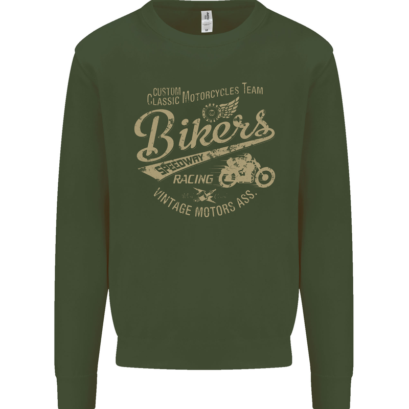 Bikers Speedway Racing Mens Sweatshirt Jumper Forest Green