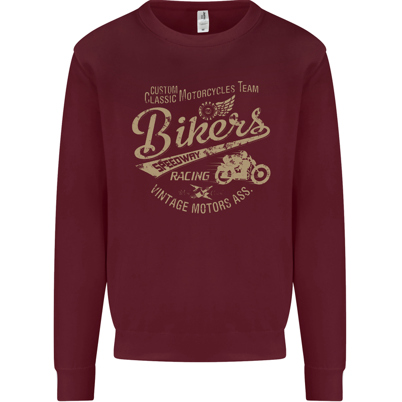 Bikers Speedway Racing Mens Sweatshirt Jumper Maroon