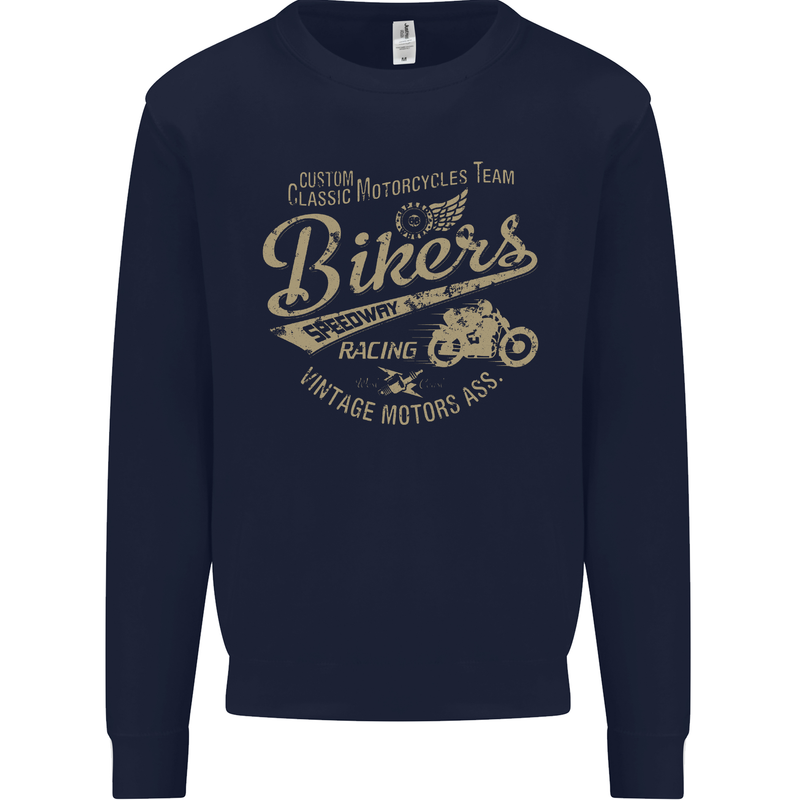 Bikers Speedway Racing Mens Sweatshirt Jumper Navy Blue