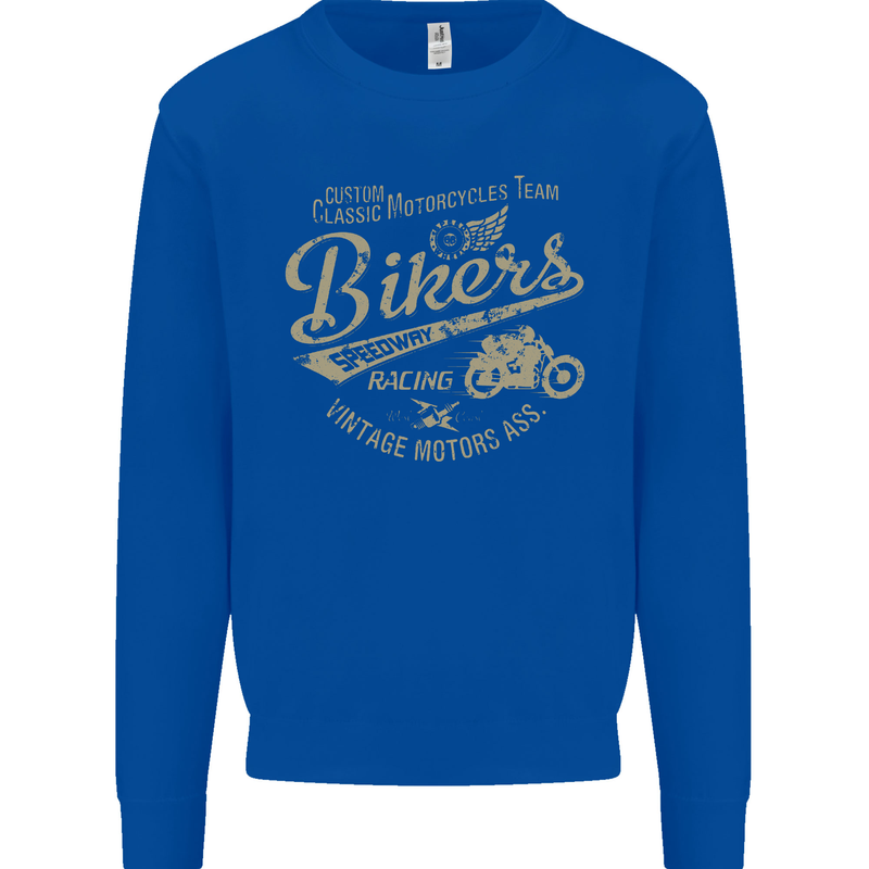 Bikers Speedway Racing Mens Sweatshirt Jumper Royal Blue