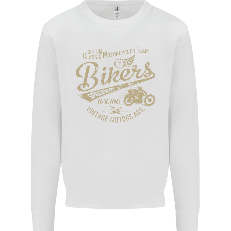 Bikers Speedway Racing Mens Sweatshirt Jumper White