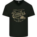 Bikers Speedway Racing Mens V-Neck Cotton T-Shirt Black