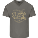 Bikers Speedway Racing Mens V-Neck Cotton T-Shirt Charcoal