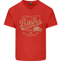 Bikers Speedway Racing Mens V-Neck Cotton T-Shirt Red
