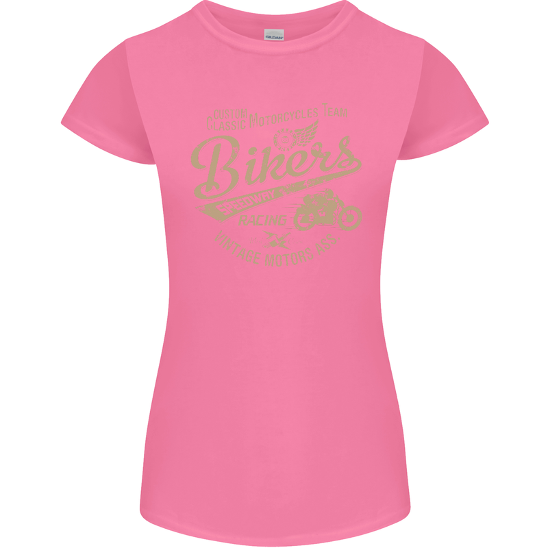 Bikers Speedway Racing Womens Petite Cut T-Shirt Azalea
