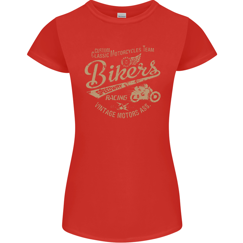 Bikers Speedway Racing Womens Petite Cut T-Shirt Red