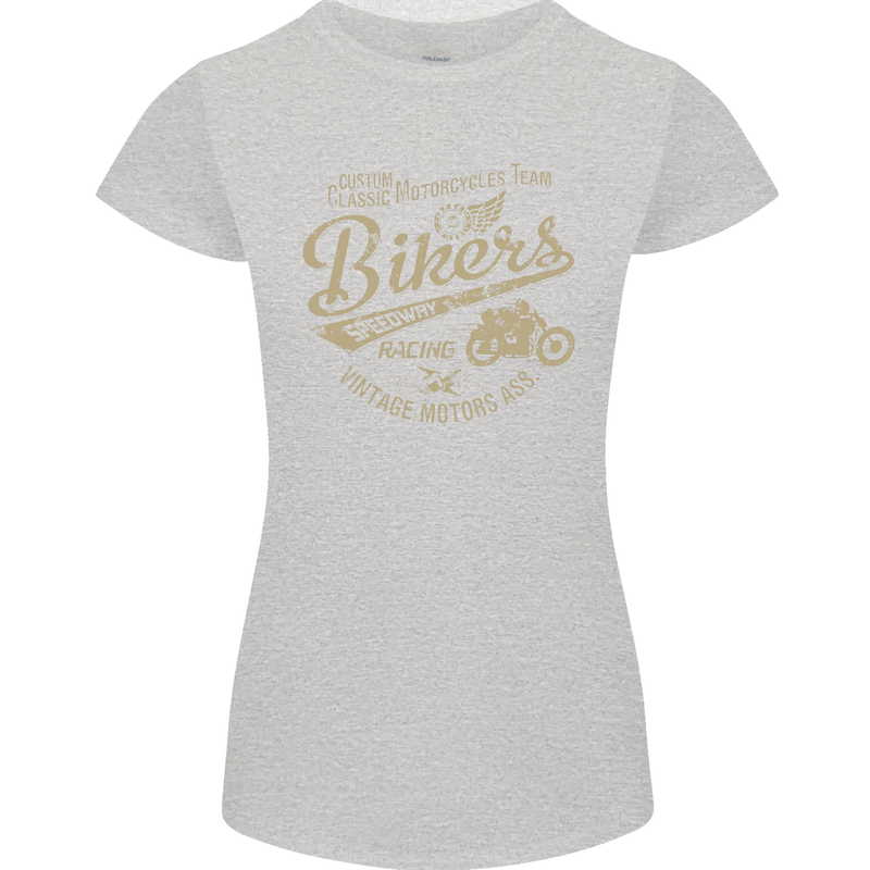 Bikers Speedway Racing Womens Petite Cut T-Shirt Sports Grey