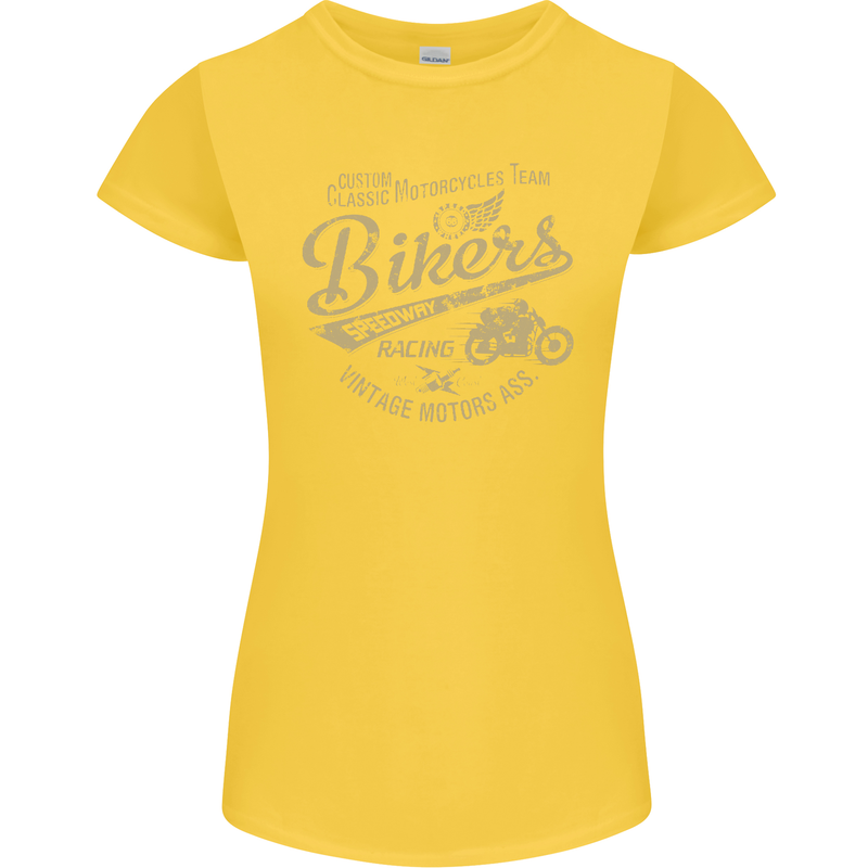 Bikers Speedway Racing Womens Petite Cut T-Shirt Yellow