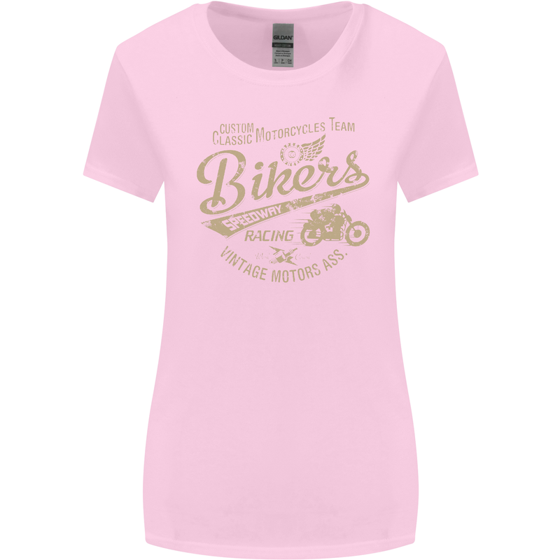 Bikers Speedway Racing Womens Wider Cut T-Shirt Light Pink