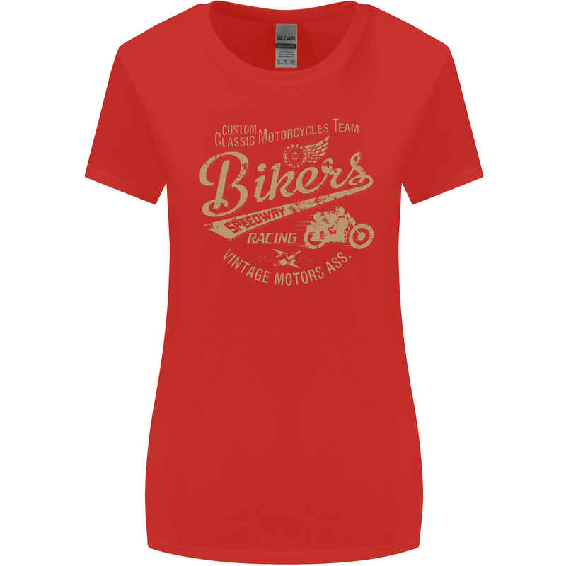 Bikers Speedway Racing Womens Wider Cut T-Shirt Red