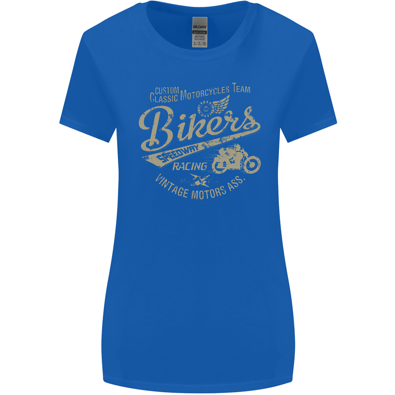 Bikers Speedway Racing Womens Wider Cut T-Shirt Royal Blue