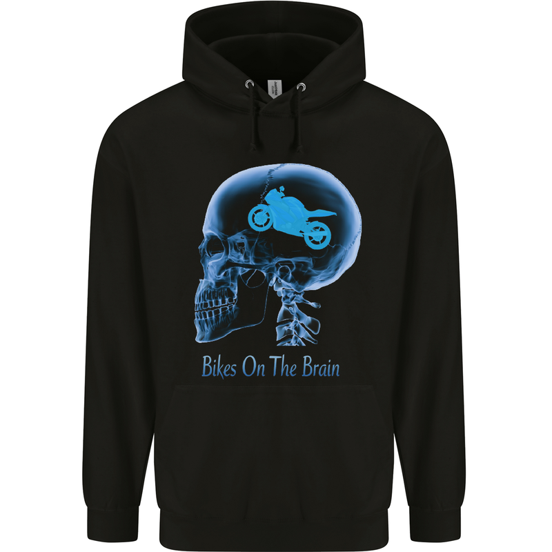 Bikes on the Brain Funny Motorbike Biker Childrens Kids Hoodie Black