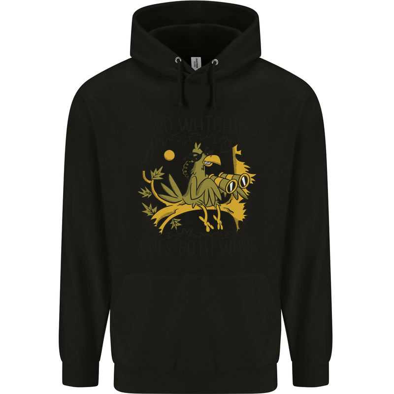 Bird Watching Goes Both Ways Funny Childrens Kids Hoodie Black