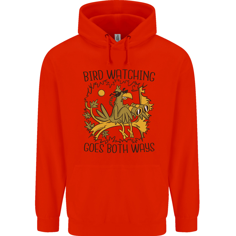 Bird Watching Goes Both Ways Funny Childrens Kids Hoodie Bright Red