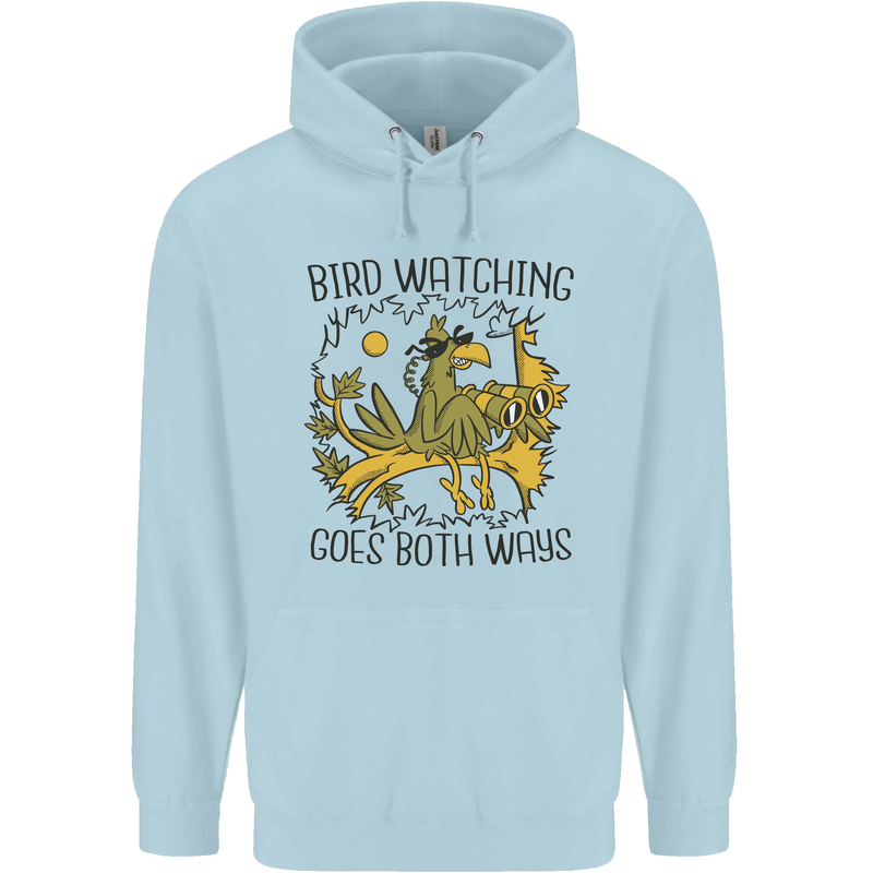 Bird Watching Goes Both Ways Funny Childrens Kids Hoodie Light Blue