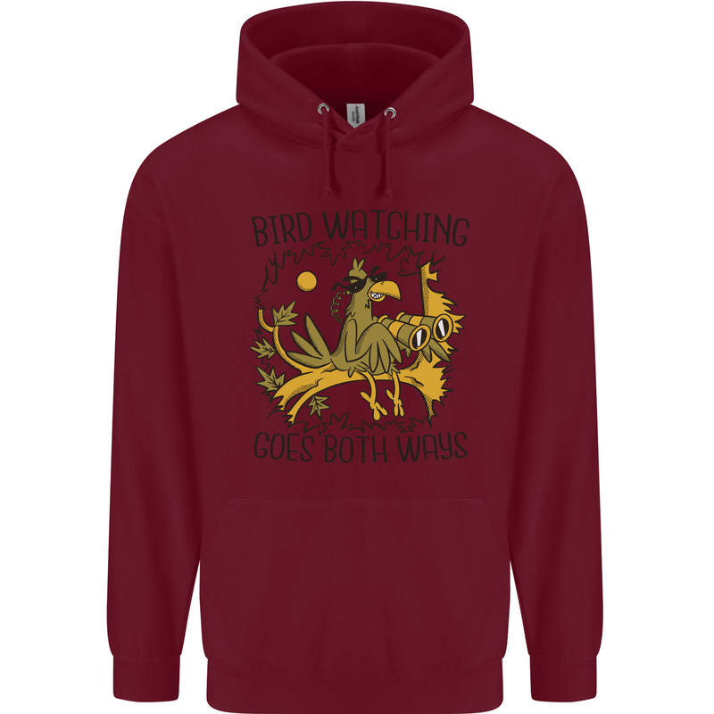 Bird Watching Goes Both Ways Funny Childrens Kids Hoodie Maroon