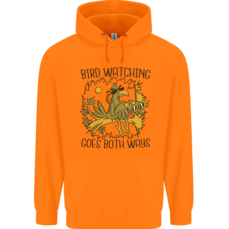 Bird Watching Goes Both Ways Funny Childrens Kids Hoodie Orange