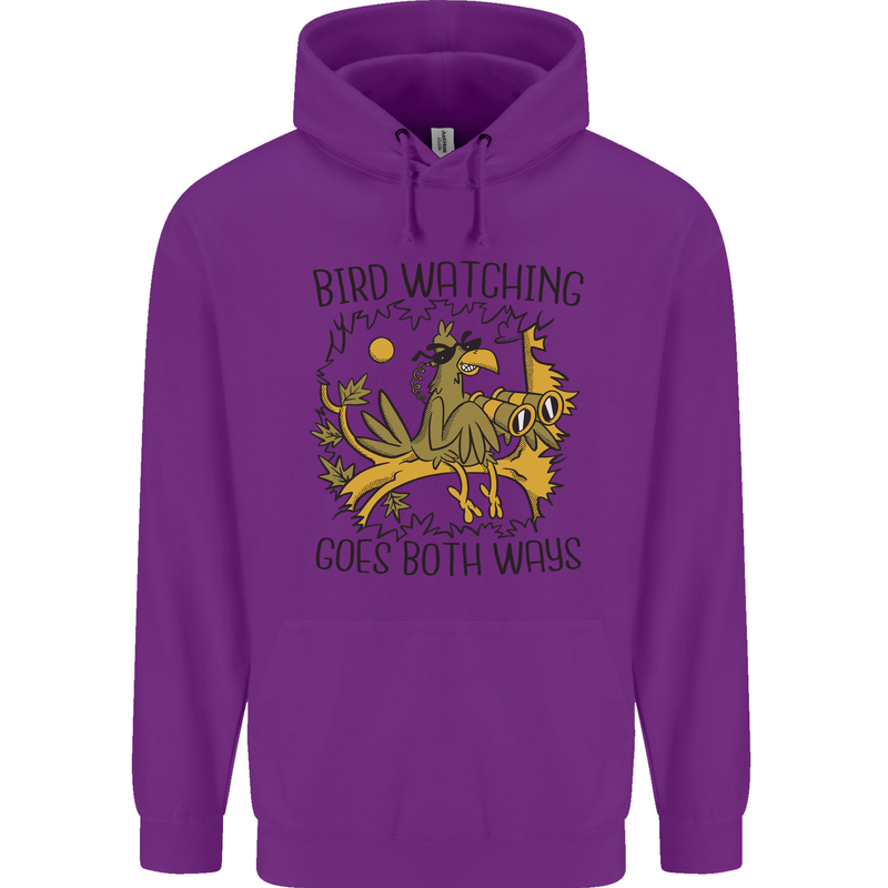 Bird Watching Goes Both Ways Funny Childrens Kids Hoodie Purple