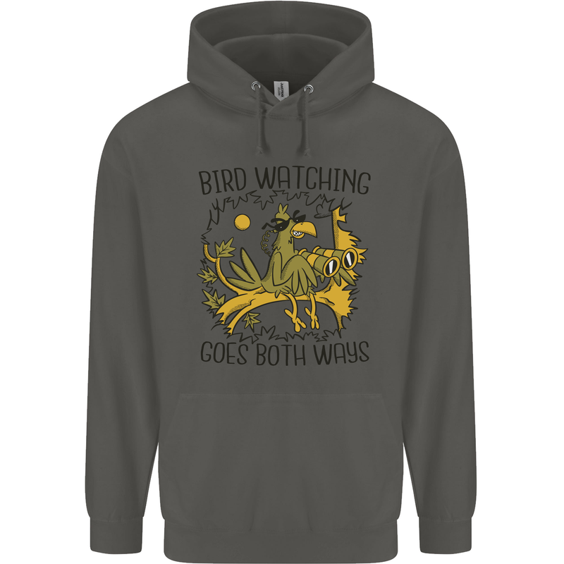 Bird Watching Goes Both Ways Funny Childrens Kids Hoodie Storm Grey