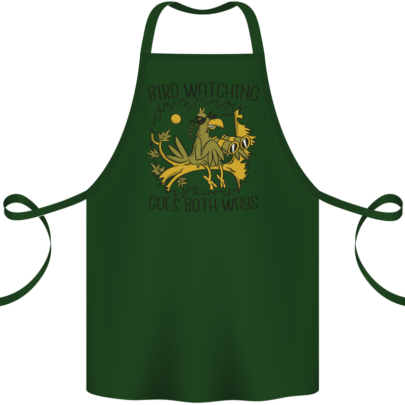 Bird Watching Goes Both Ways Funny Cotton Apron 100% Organic Forest Green
