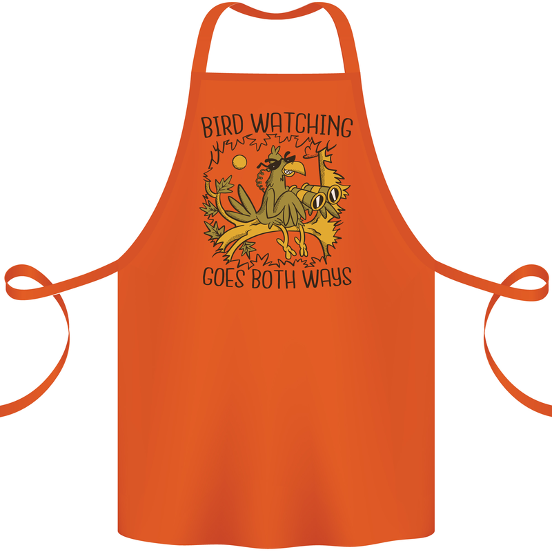 Bird Watching Goes Both Ways Funny Cotton Apron 100% Organic Orange