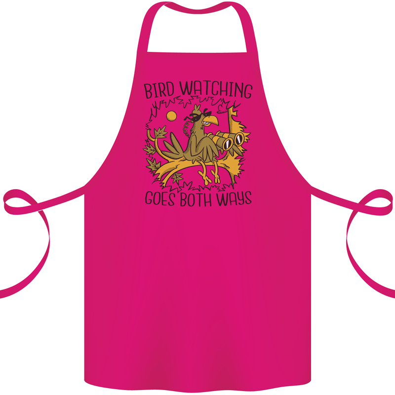 Bird Watching Goes Both Ways Funny Cotton Apron 100% Organic Pink