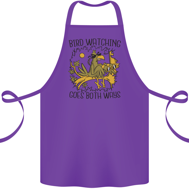 Bird Watching Goes Both Ways Funny Cotton Apron 100% Organic Purple