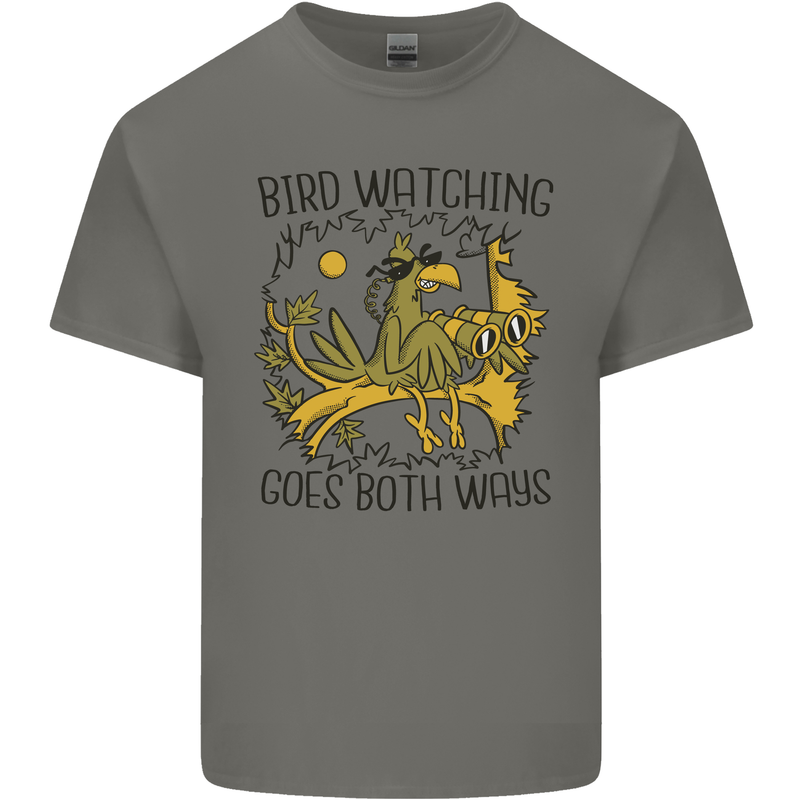 Bird Watching Goes Both Ways Funny Mens Cotton T-Shirt Tee Top Charcoal