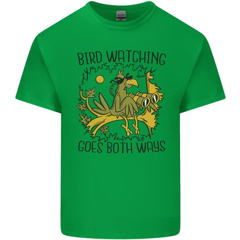 Bird Watching Goes Both Ways Funny Mens Cotton T-Shirt Tee Top Irish Green