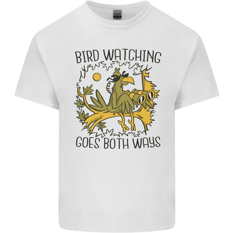 Bird Watching Goes Both Ways Funny Mens Cotton T-Shirt Tee Top White